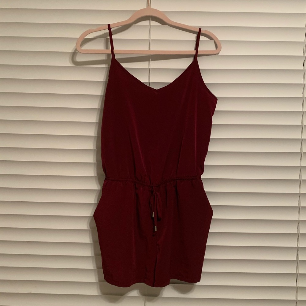 Maroon thin strap romper